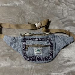 Natural Hemp Waist Bag Fanny Pack Blue Adjustable Festival Travel