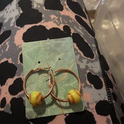Small Hoop Softball Earrings 
