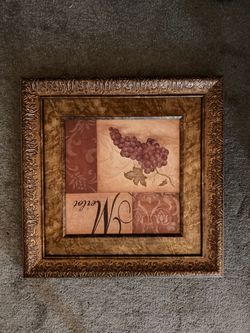 Merlot Grape Wall Art in Ornate Gold Frame