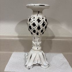 10” Metal White Candle Holder