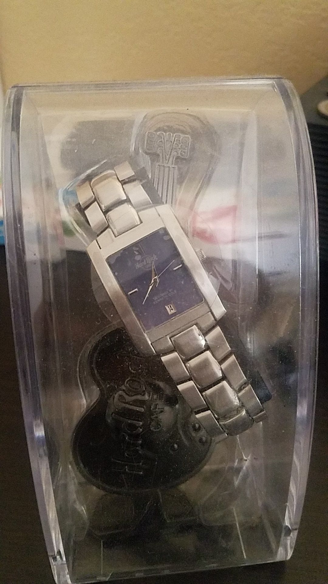 Kenneth Cole Hard Rock collector watch with guitar stand