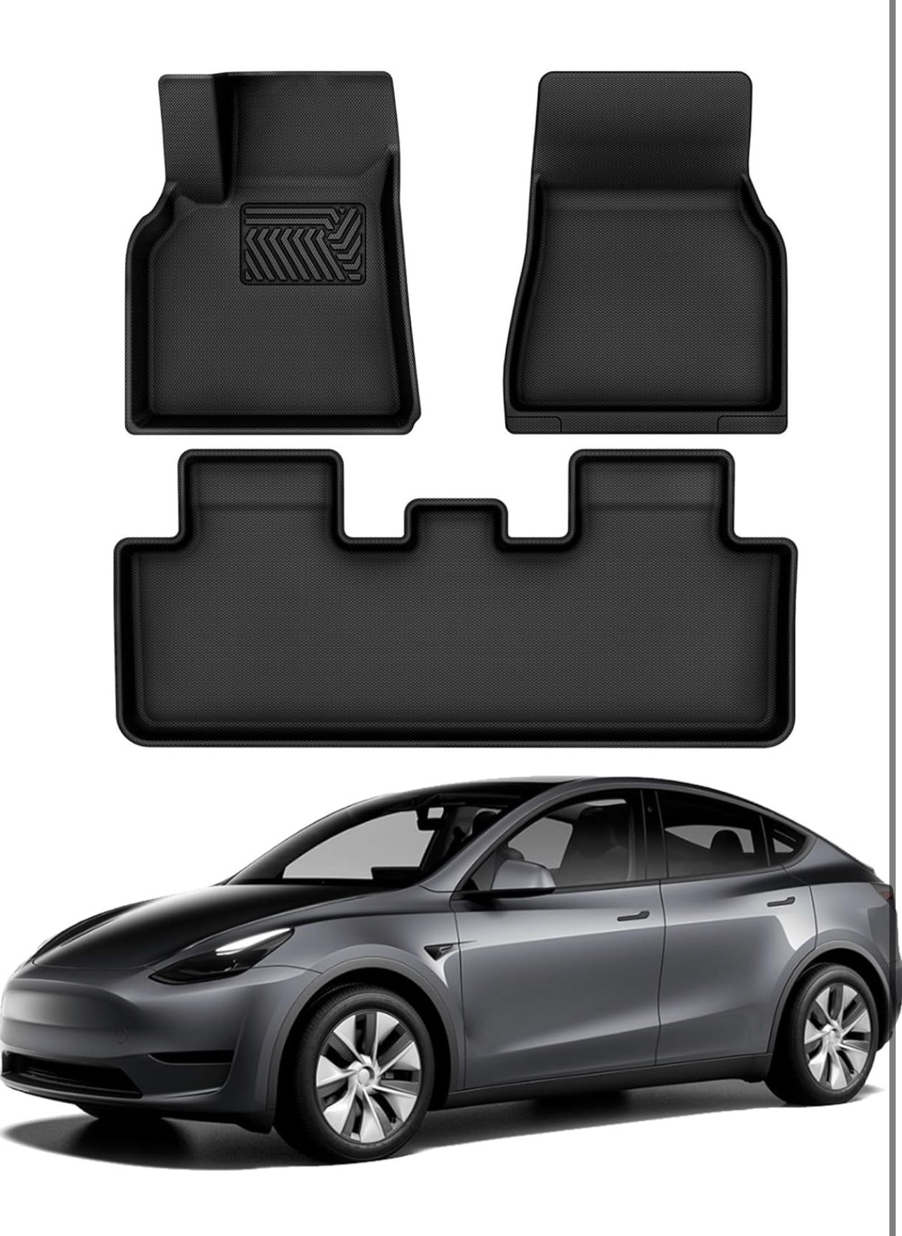 OEDRO Floor Mats for Tesla Model Y 2020-2024, XPE Custom Fit All-Weather Model Y Floor Liners Automotive Car Mats, Black