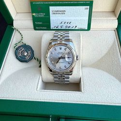 2019 Rolex Datejust 36mm 116234 Silver Diamond dial Steel super jubilee bracelet Full Set box & card