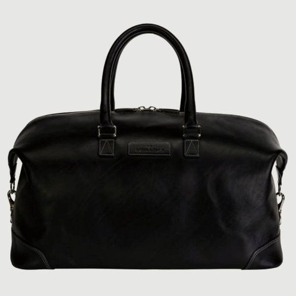 Designer Large Black Or Brown Leather Travel Duffle Bag With Matching Laptop Bag