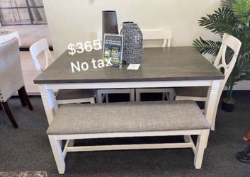 6-pc Dining table set with bench