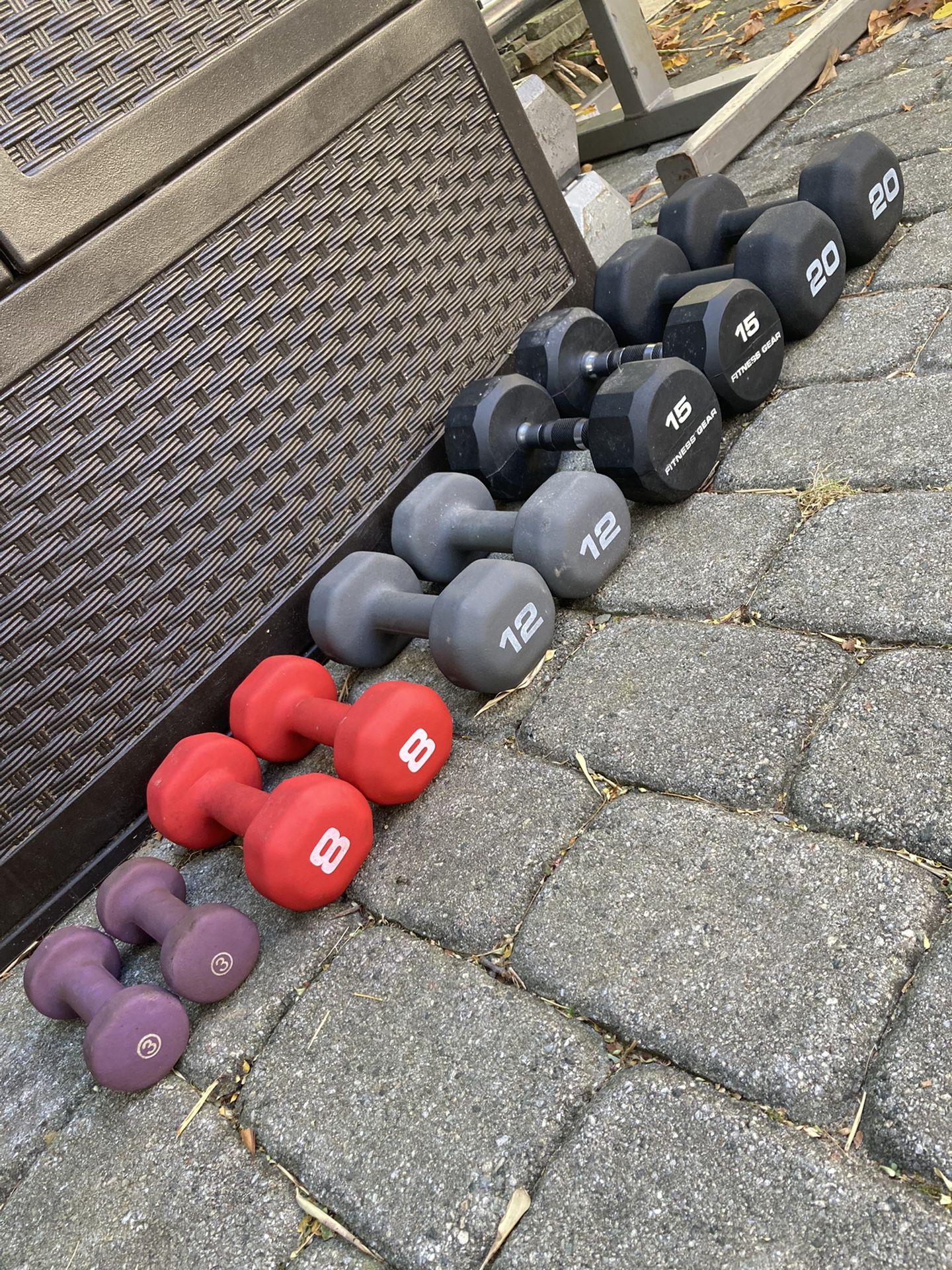 Complete Set Of 6 Pairs Of Dumbbells - 3’s To 20’s