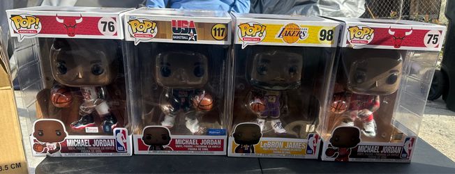 Michael Jordan and LeBron 10 in Funko pops