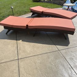 2 Outdoor Chaise Lounge Chairs with 3" cushions