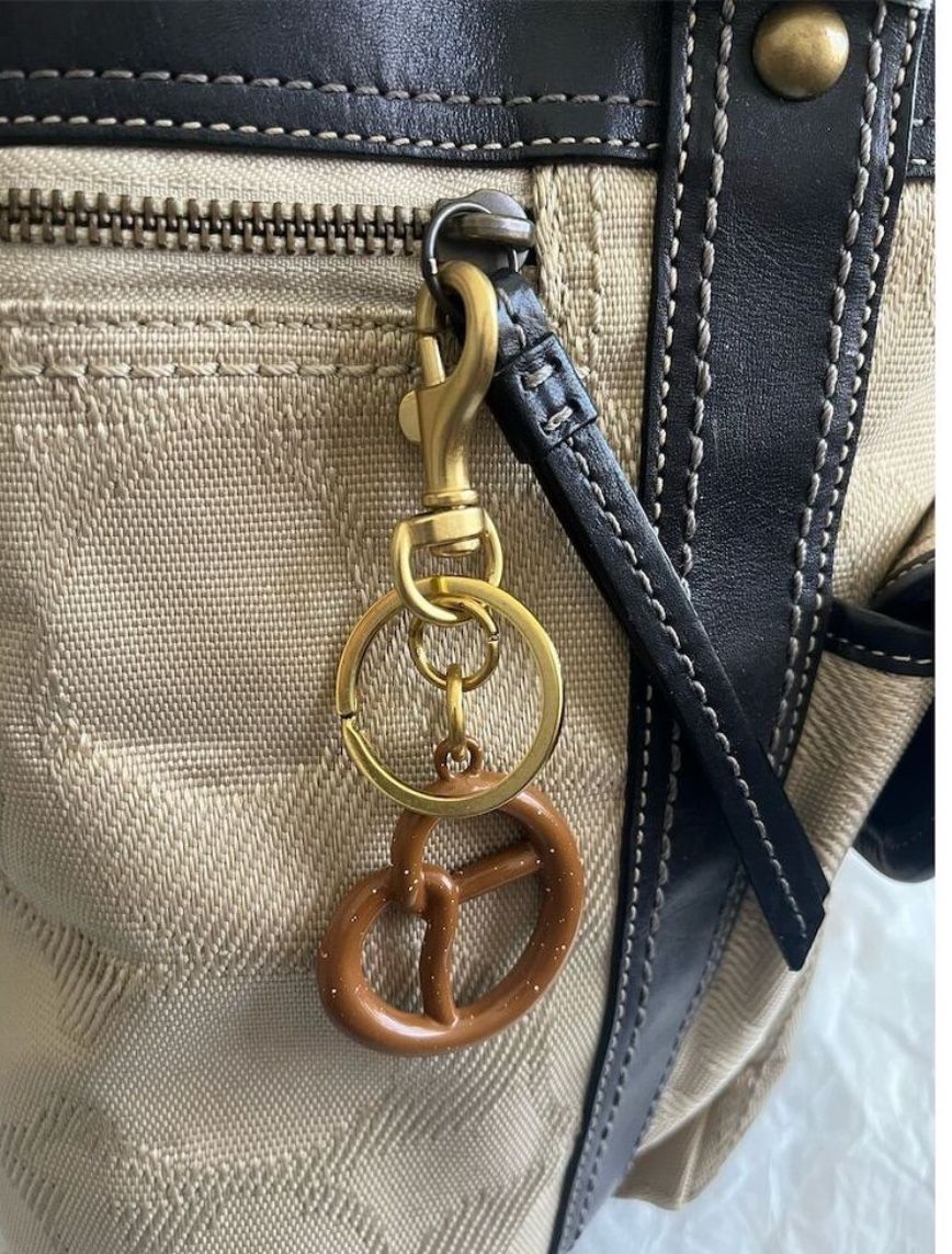 Pretzel Keychain Bag Charm Accessory NEW