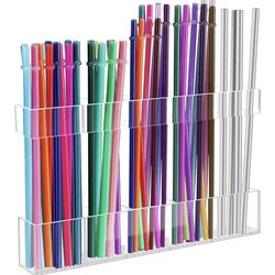 9.5” Large Acrylic Straw Holder for Cabinet Door or Wall