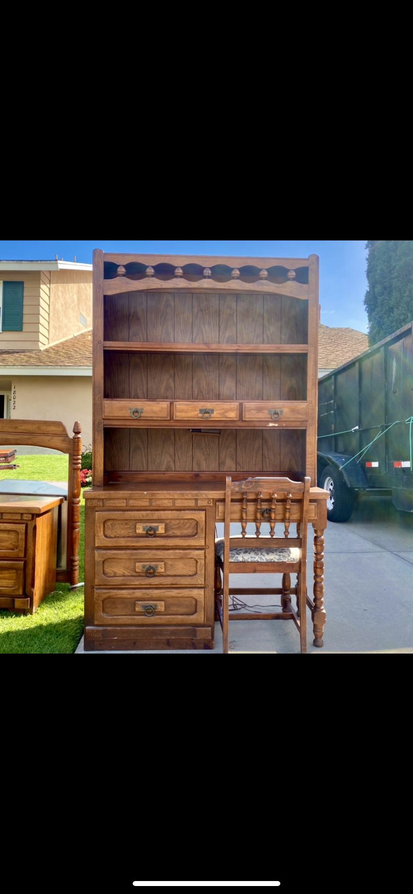 🌿 SOLID WOOD ‼️ Desk With Storage Drawers + Shelves + Chair! Child/Kid/Teen/Office, Bedroom Furniture, Solid Wood. Made in USA!