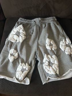 Grey demin tear shorts