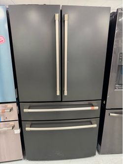 Café black matte 4-Door refrigerator with one year manufacturer warranty