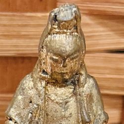 Fine Art Vintage Original Solid Metal Gold Plated Antique Guanyin Bodhisattva of Compassion Lotus Throne Buddha Buddhism Quan Yin Avalokiteshvara