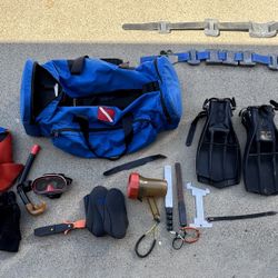Complete Lobster Diving / Freedive Gear Set – Fins, Knife, Weights, Bag – READY TO GO