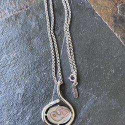 Silver Tone Necklace With Avaloni Pendant Check Picture For On Line Price Only Fir Chain, $9