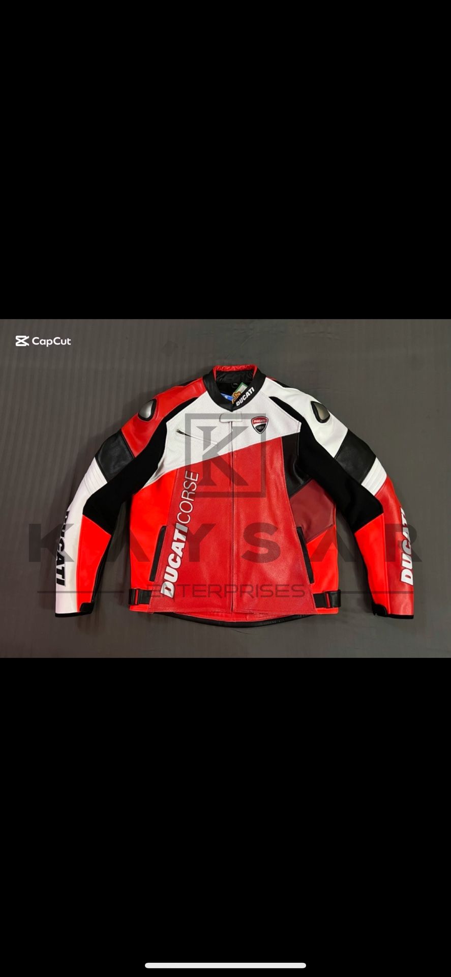 Ducati Course Custom Made Leather Jacket / Motorbike Leather Jacket For Men And Women Gift .