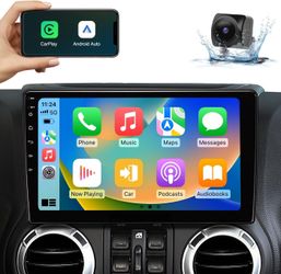 10.2 Inch Car Radio Stereo for Jeep Wrangler/JK 2007-2018 Jeep Patriot 2009-2016 Dodge Ram 2009-2012 with CarPlay/Android Auto/Touch Screen/FM/HD Back