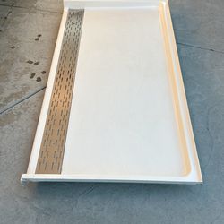 64-In X 34-In Shower Base With SS Trough Drain Swanstone