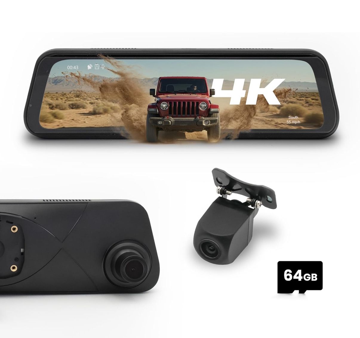 Monitor Mirror Camera Front/Rear Dash Cam