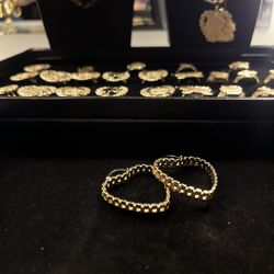Gold Heart Rolex Hoop Earrings 