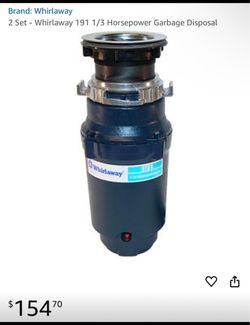 whirlaway 191 pc-ap 1/3 horsepower garbage disposal with power cord