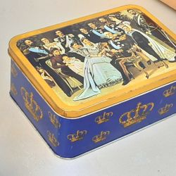 Vintage Metal Tea Or Candy Tin With Danish Royal Family ? EUROPEAN MONARCH
