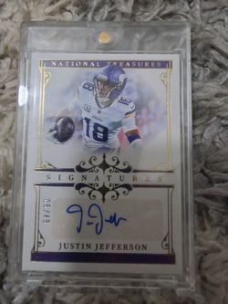 Panini 2025 National Treasures Justin Jefferson Gold Auto 06/49 #SIG-JJN
