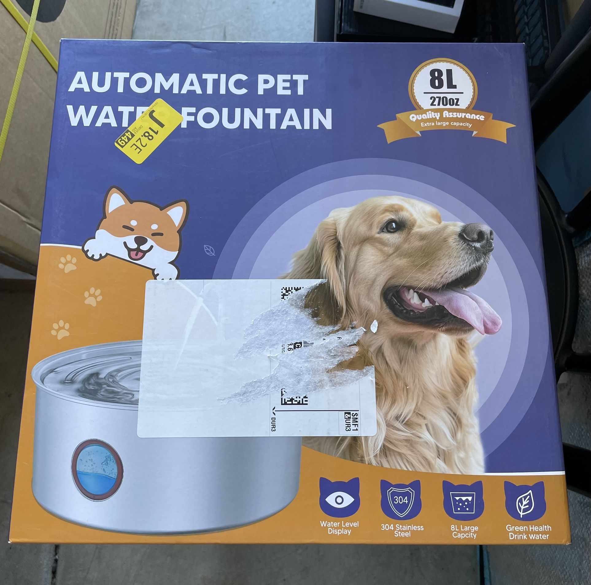Brand New : Dog Water Fountain for Large Dogs - 8L/270oz