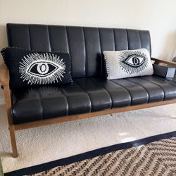 Leather Black Two Seater Couch 