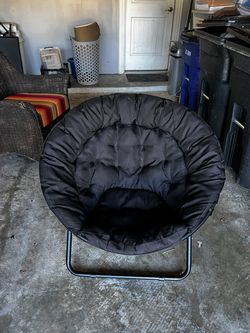 Black Fabric Folding Saucer Chair