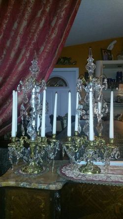 Set of old Gorgeous Bronze and Crystal Candelabras very heavyweight