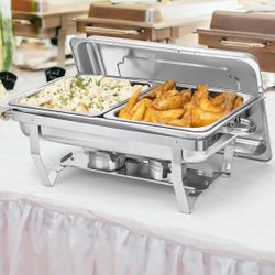2 Tray Chafing Dish Buffet Stainless Steel 10 Quart