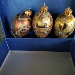 Gold/bronze Jeweled-glitter Egg Ornaments