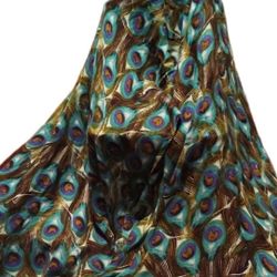 Peacock Design Womens Shawl (Saree) Made In India 100% Viscose. 6' X 3.6'.