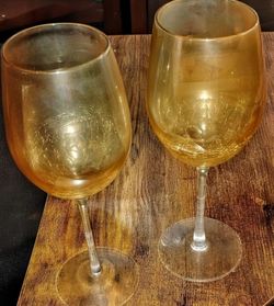 Gold Stemmed cracked glass effect wine glasses set of 2 or 6