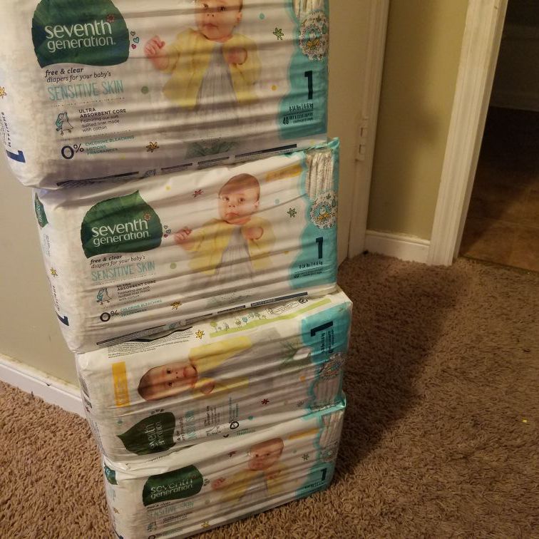 4 PACKS of Seventh Generation Diapers (SIZE 1)