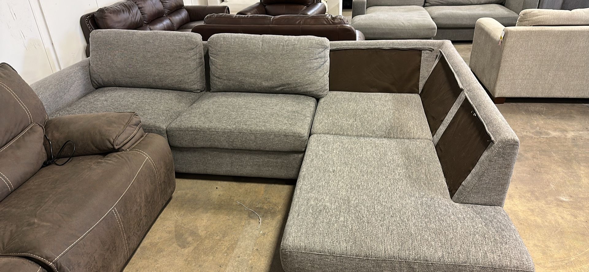 Grey Fabric Sectional Sofa
