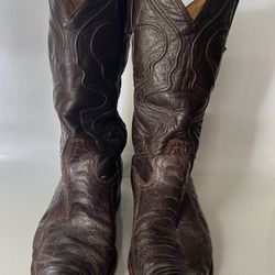 Wild West Western Cowboy Boots Brown Genuine Ostrich Men’s US 8 EE MEX 27 EE  