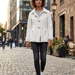Armani Exchange White Cotton Toggle Jacket / Trench Coat (Size Small)