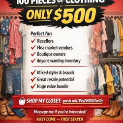 100 PIECES OF CLOTHING ONLY $500