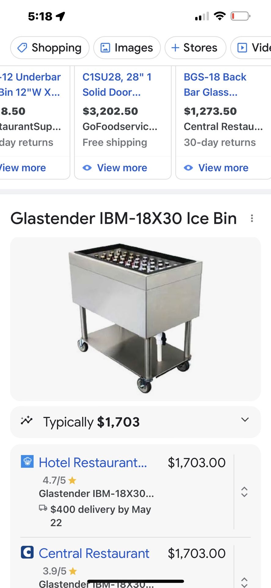 Glastender IBM - 18x30 Ice Bin-2 Available