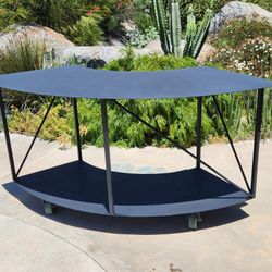 Black Metal Rolling Backyard Pool Patio Bar