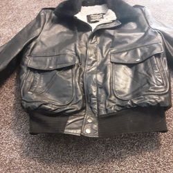 Vintage Cooper Sportswear Men's Heavy Black Bomber Leather Jacket. Size 44L.