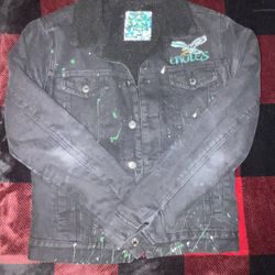 Eagles Jean Jacket With Fur On Inside (Size Small)