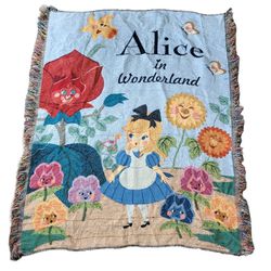 Disney Alice In Wonderland Illustration Tapestry Throw Blanket Hot Topic Exclusive