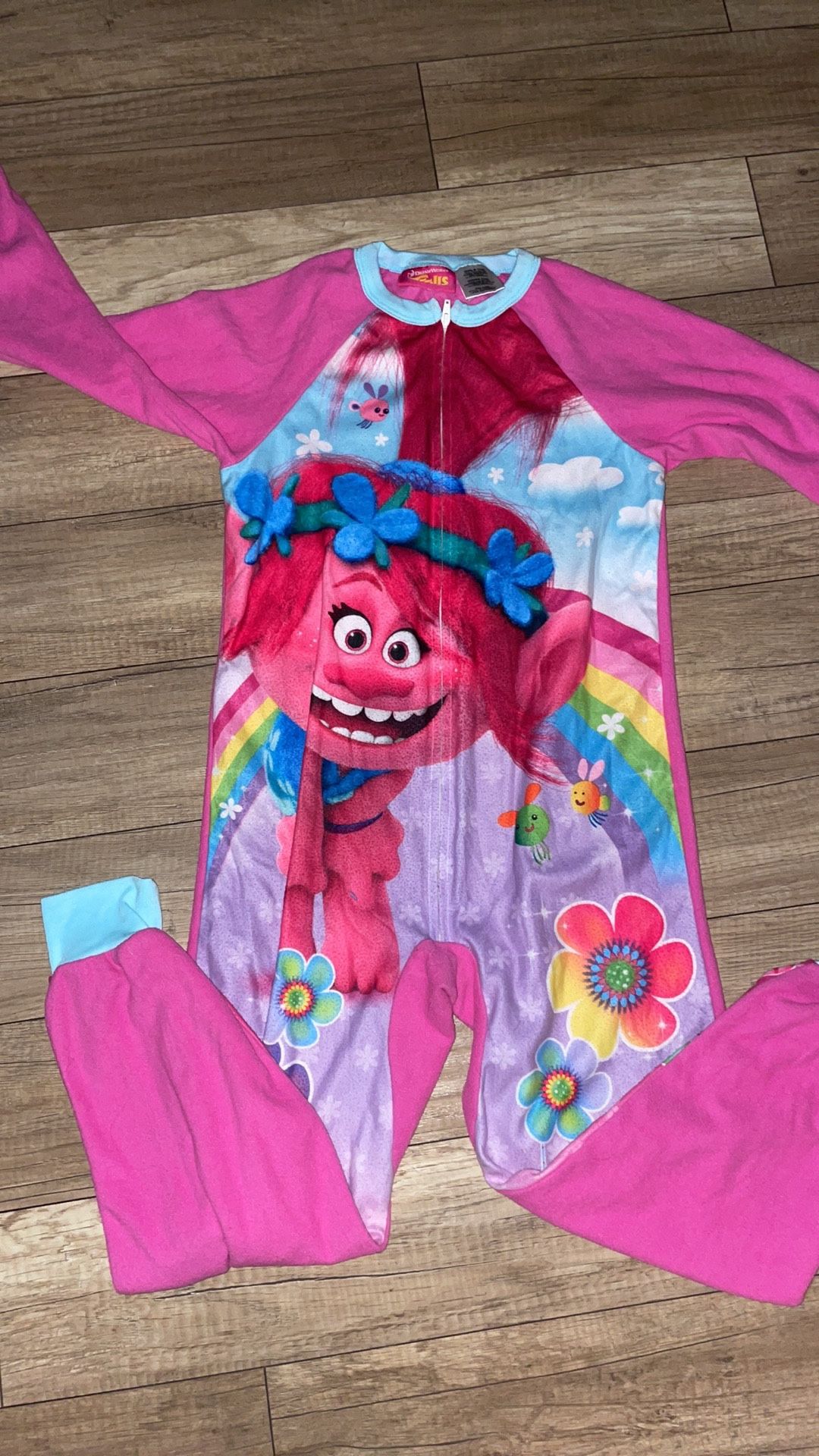 Dreamworks Trolls Little Girls Pink Onesie Sleepwear Pajamas Pj’s Size ...