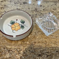 Two Ashtrays (Round And Square)