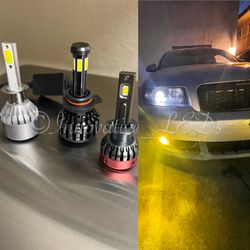 9006  LED Headlight Bulbs Low Beam Fog Light 300% Brighter 6500K Cool White Conversion Kit IP67 Waterproof 2 PCS