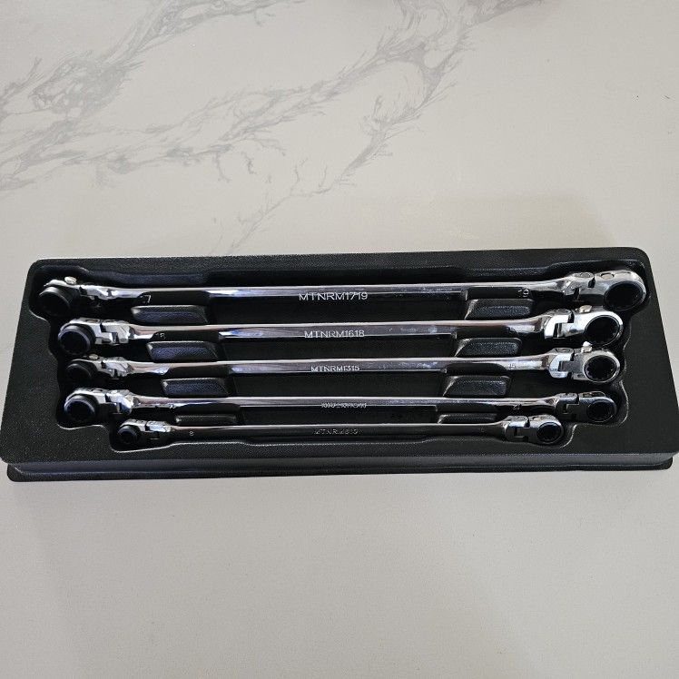 Mountain RM6 Metric Reversible Ratcheting Wrench Set, 5-Piece, Universal Spline